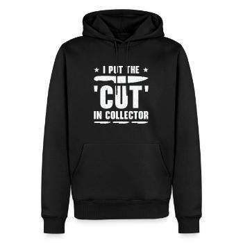 Collectionneur de couteaux Collecte de couteaux - Sweat à capuche Premium bio Homme - noir - Devant - Nico (187cm)