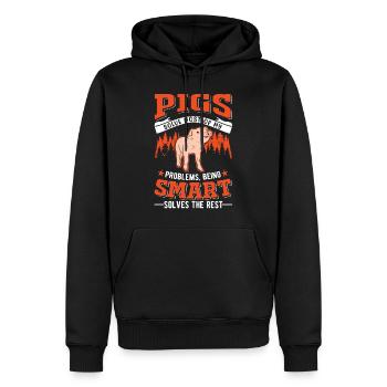 Porc Cadeau Agriculteur Cochon - Sweat à capuche Premium bio Homme - noir - Devant - Nico (187cm)