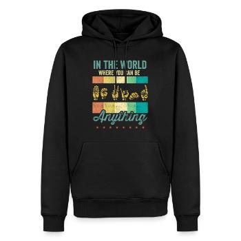 Amerikanische Gebärdensprache ASL Be Kind - Männer Premium Bio Hoodie - Schwarz - Vorne - Nico (187cm)