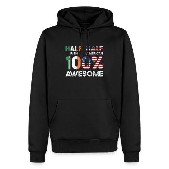 Né en Irlande Irlande États-Unis - Sweat à capuche Premium bio Homme - noir - Devant - Nico (187cm)