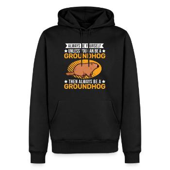 Murmeltier Groundhog Marmot Waldmurmeltier - Männer Premium Bio Hoodie - Schwarz - Vorne - Nico (187cm)