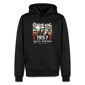 1957 - Cadeau né en 1957 - Sweat à capuche Premium bio Homme - noir - Devant - Nico (187cm)
