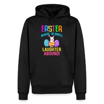 Lapin de Pâques Lapin de Pâques Fleurs Oeufs - Sweat à capuche Premium bio Homme - noir - Devant - Nico (187cm)