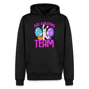 Lapin de Pâques Lapin de Pâques Fleurs Oeufs - Sweat à capuche Premium bio Homme - noir - Devant - Nico (187cm)