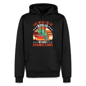 Caméléon Cadeau Caméléon - Sweat à capuche Premium bio Homme - noir - Devant - Nico (187cm)
