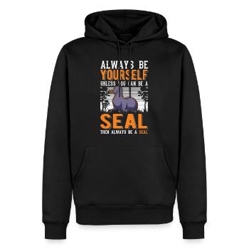 Cadeau de phoque Lion de mer Phoque Lion de mer - Sweat à capuche Premium bio Homme - noir - Devant - Nico (187cm)