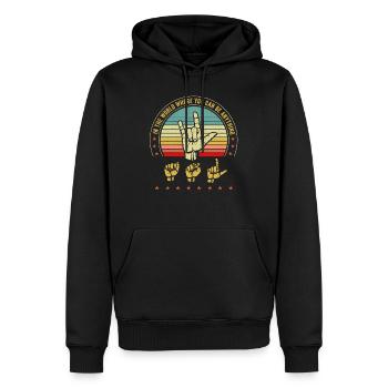 Langue des signes américaine ASL dans le monde, en - Sweat à capuche Premium bio Homme - noir - Devant - Nico (187cm)