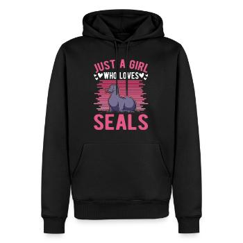 Robben Mädchen Seehund Seelöwe - Männer Premium Bio Hoodie - Schwarz - Vorne - Nico (187cm)
