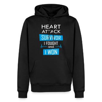 Herzinfarkt Überlebender, Ich kämpfte und gewann - Männer Premium Bio Hoodie - Schwarz - Vorne - Nico (187cm)