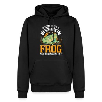 Grenouille cadeau Rainette - Sweat à capuche Premium bio Homme - noir - Devant - Nico (187cm)