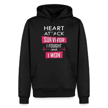 Herzinfarkt Überlebender, Ich kämpfte und gewann - Männer Premium Bio Hoodie - Schwarz - Vorne - Nico (187cm)