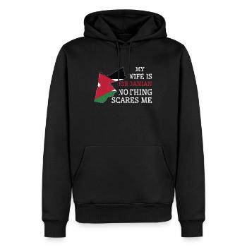 Nichts macht mir Angst Meine Frau ist Jordanierin - Männer Premium Bio Hoodie - Schwarz - Vorne - Nico (187cm)