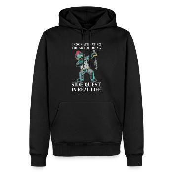 Prokrastinieren Fantasy Ritter Side Quest Arbeit - Männer Premium Bio Hoodie - Schwarz - Vorne - Nico (187cm)