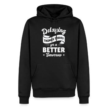 Procrastinating Vintage Fan Procrastinator - Men’s Premium Organic Hoodie - black - Front - Nico (187cm)