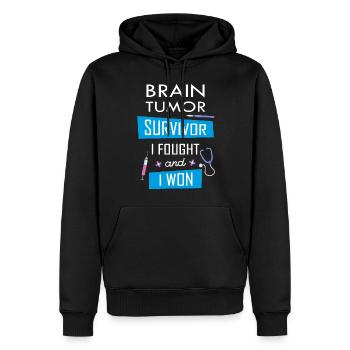 Survivant d’une tumeur au cerveau, je me suis battu et j’ai gagné - Sweat à capuche Premium bio Homme - noir - Devant - Nico (187cm)