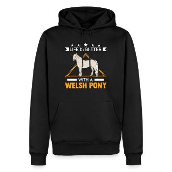 La vie est meilleure avec mon poney gallois - Sweat à capuche Premium bio Homme - noir - Devant - Nico (187cm)