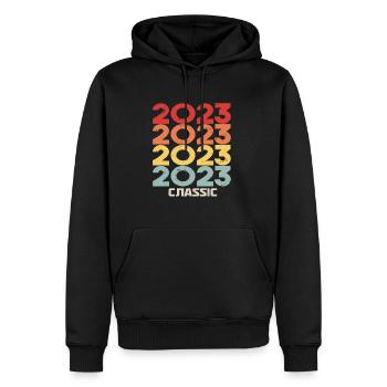 2023 Jubiläum im klassischen Vintage-Stil 2023 - Männer Premium Bio Hoodie - Schwarz - Vorne - Nico (187cm)
