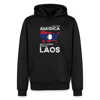Geboren als Laotin Laos Amerikanerin USA - Männer Premium Bio Hoodie - Schwarz - Vorne - Nico (187cm)
