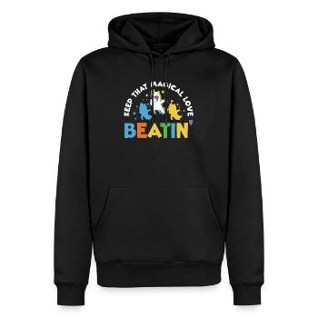 Regenbogentier singend spielend Einhorn Liebhaber - Männer Premium Bio Hoodie - Schwarz - Vorne - Nico (187cm)