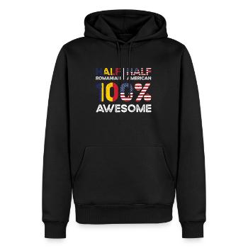 né Roumanie Roumanie États-Unis - Sweat à capuche Premium bio Homme - noir - Devant - Nico (187cm)
