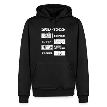 Fan de cinéma Daily Binge Watcher Ramen Lover - Sweat à capuche Premium bio Homme - noir - Devant - Nico (187cm)