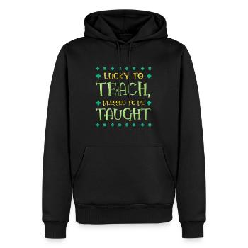 St. Patrick's Day Lehre Lucky Shamrock Clover - Männer Premium Bio Hoodie - Schwarz - Vorne - Nico (187cm)