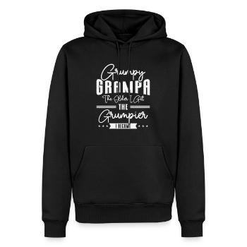Grumpy Grandpa Vintage Typographie Vieille personne - Sweat à capuche Premium bio Homme - noir - Devant - Nico (187cm)
