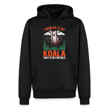 Amoureux des koalas Ours koala - Sweat à capuche Premium bio Homme - noir - Devant - Nico (187cm)
