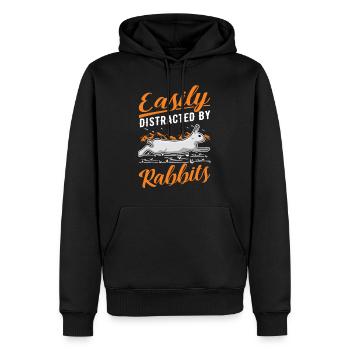 Facilement distrait par Rabbits Rabbit Rabbit - Sweat à capuche Premium bio Homme - noir - Devant - Nico (187cm)