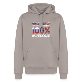 Born Russian Russia American USA Citizenship - Men’s Premium Organic Hoodie - taupe - Front - Nico (187cm)