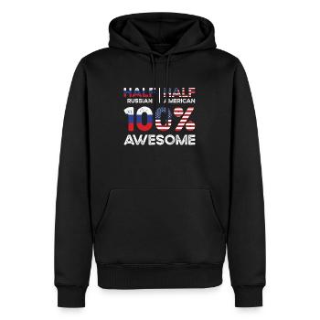 Né Russie Russie États-Unis - Sweat à capuche Premium bio Homme - noir - Devant - Nico (187cm)