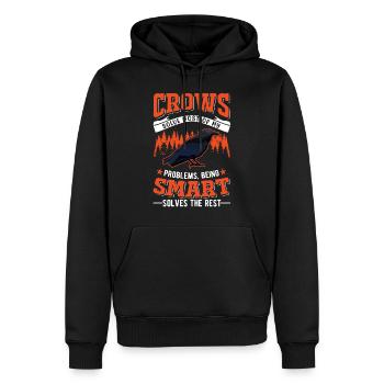 Corbeau Corbeau Corbeau Élevage Corbeau Éleveur de corbeaux - Sweat à capuche Premium bio Homme - noir - Devant - Nico (187cm)