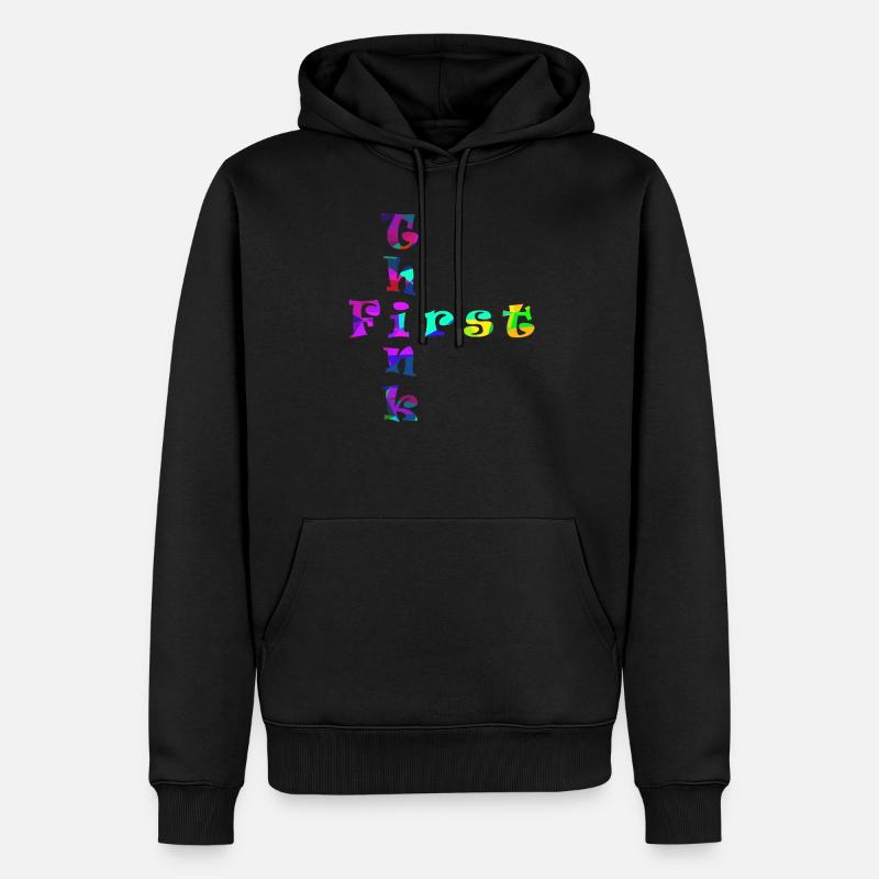 Think First - Männer Premium Bio Hoodie - Schwarz