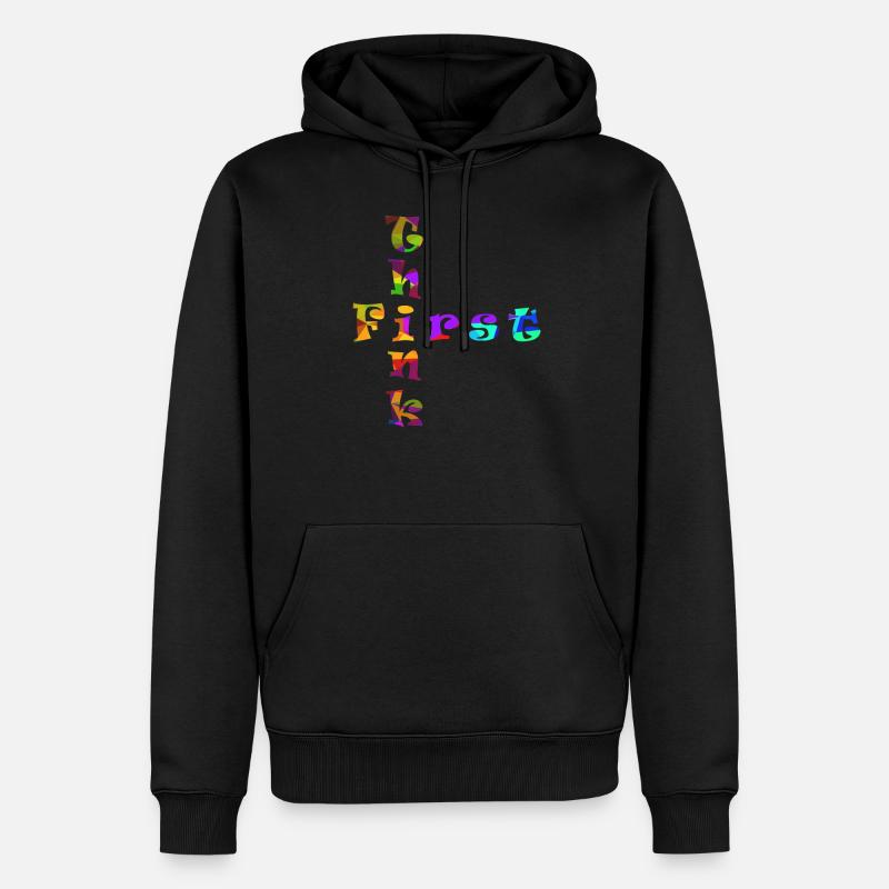 Think First - Männer Premium Bio Hoodie - Schwarz