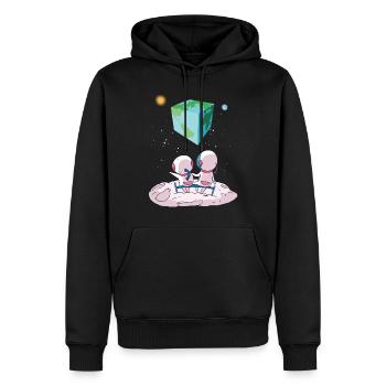 The earth is a cube - Men’s Premium Organic Hoodie - black - Front - Nico (187cm)