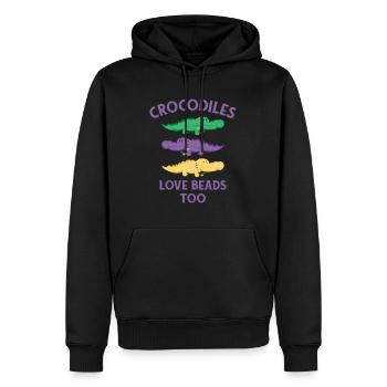Mardi Gras Carnaval Crocodile Perles Faune - Sweat à capuche Premium bio Homme - noir - Devant - Nico (187cm)