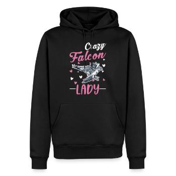 Verrückte Falken Frau - Männer Premium Bio Hoodie - Schwarz - Vorne - Nico (187cm)