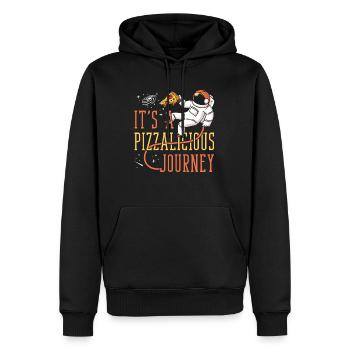Space Pizza Lover Astronaut Fast Food - Sweat à capuche Premium bio Homme - noir - Devant - Nico (187cm)