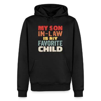 Mon gendre est mon enfant préféré - Sweat à capuche Premium bio Homme - noir - Devant - Nico (187cm)