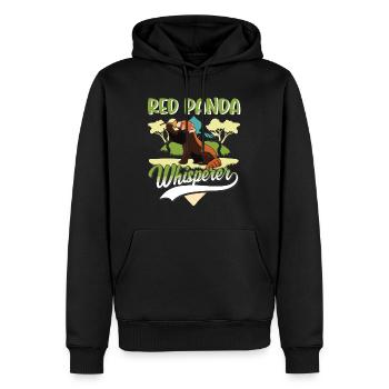 Ours chat chuchoteur panda roux - Sweat à capuche Premium bio Homme - noir - Devant - Nico (187cm)