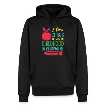 Enseignante éducatrice en éducation de la petite enfance - Sweat à capuche Premium bio Homme - noir - Devant - Nico (187cm)