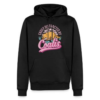 Facilement distrait par Coatis coati - Sweat à capuche Premium bio Homme - noir - Devant - Nico (187cm)