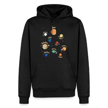 Sonnensystem Planeten Weltraum Wissen für Kinder - Männer Premium Bio Hoodie - Schwarz - Vorne - Nico (187cm)