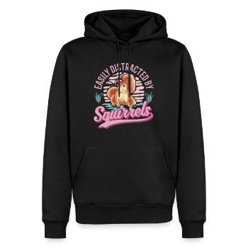 Facilement distrait par les écureuils Eichhörnchen - Sweat à capuche Premium bio Homme - noir - Devant - Nico (187cm)