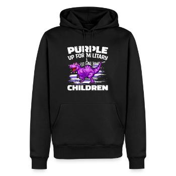 Purple Up pour les enfants militaires - Purple Up pour - Sweat à capuche Premium bio Homme - noir - Devant - Nico (187cm)