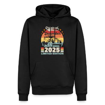 Dezember 2025 Geburtstagsgeschenk Dezember 2025 - Männer Premium Bio Hoodie - Schwarz - Vorne - Nico (187cm)