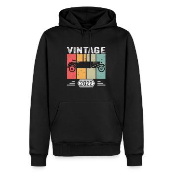 Classique depuis 2022, cadeau d’anniversaire de voiture ancienne 2022 - Sweat à capuche Premium bio Homme - noir - Devant - Nico (187cm)