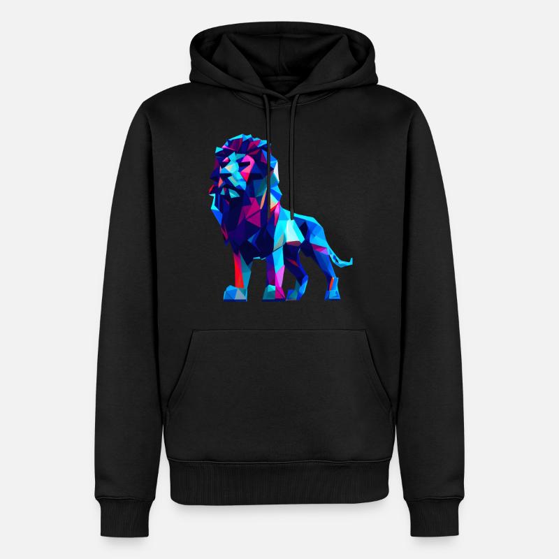 Polygon Löwen - Männer Premium Bio Hoodie - Schwarz