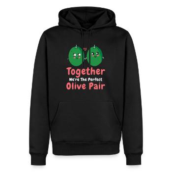 Saint-Valentin Olive Couples Rencontres Romance - Sweat à capuche Premium bio Homme - noir - Devant - Nico (187cm)