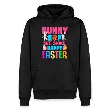 Ostern Volleyball Hase Ferien Kaninchen Sport - Männer Premium Bio Hoodie - Schwarz - Vorne - Nico (187cm)